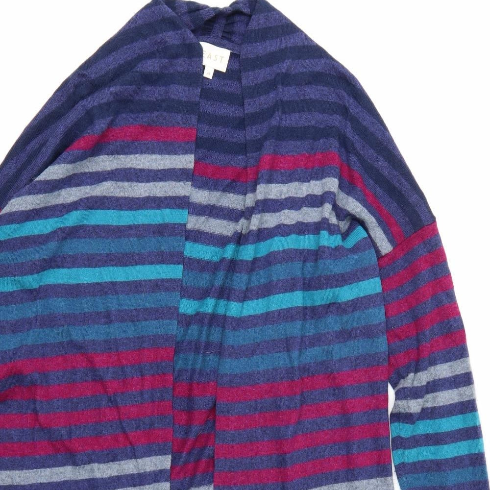 EAST Womens Blue Striped Knit Cardigan Jumper Size M