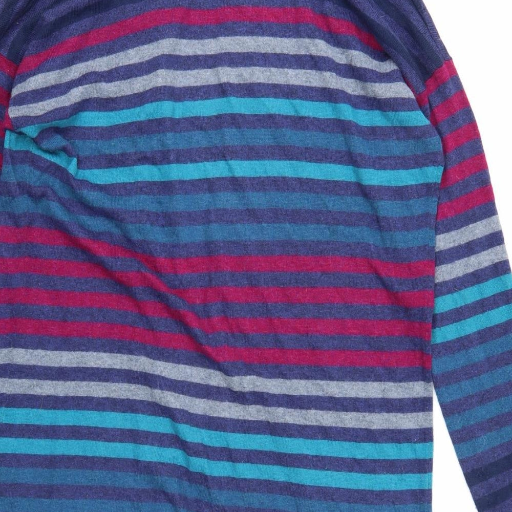 EAST Womens Blue Striped Knit Cardigan Jumper Size M