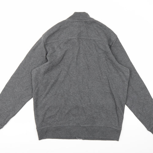 Lands End Mens Grey  Knit Cardigan Jumper Size L