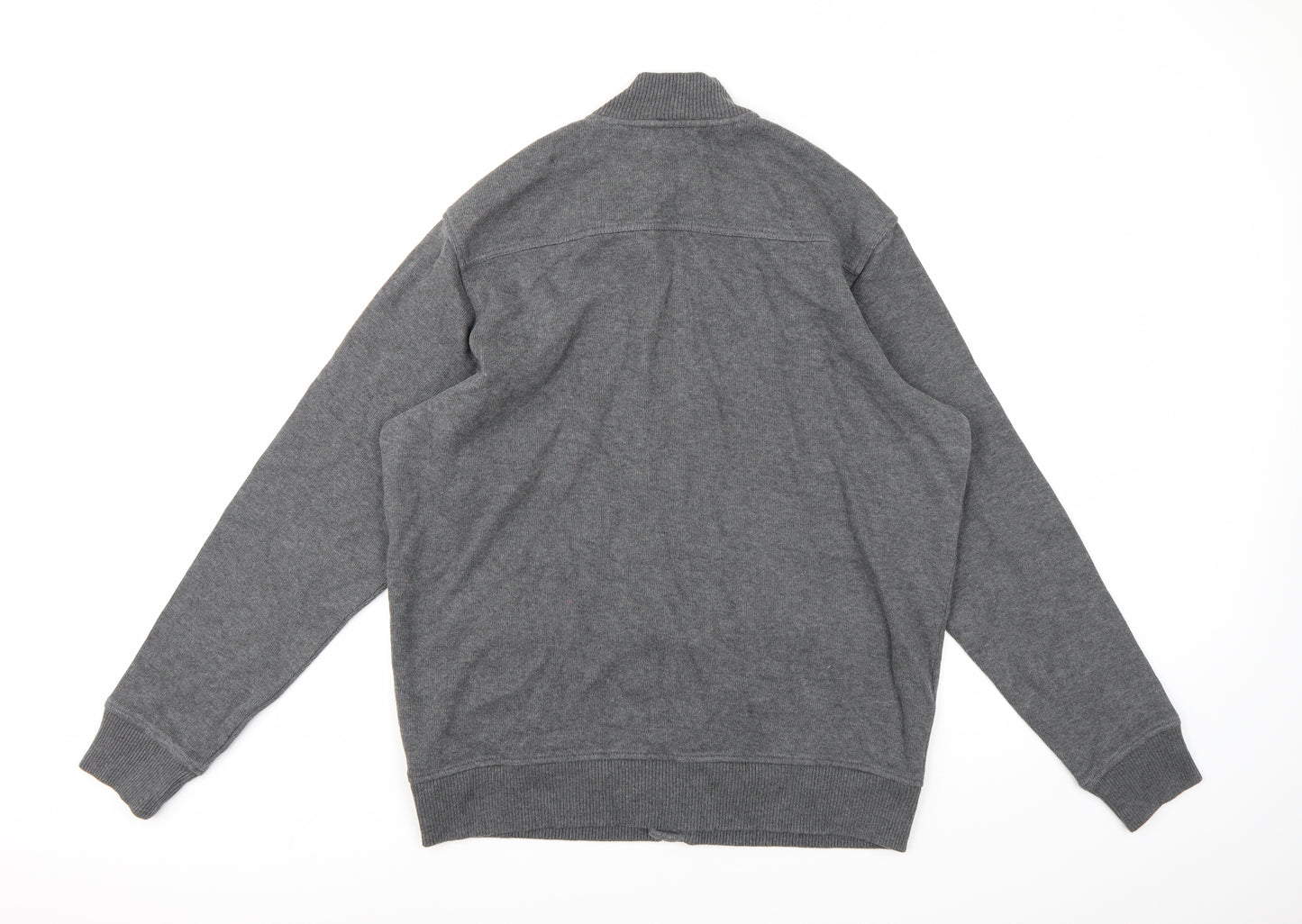 Lands End Mens Grey  Knit Cardigan Jumper Size L