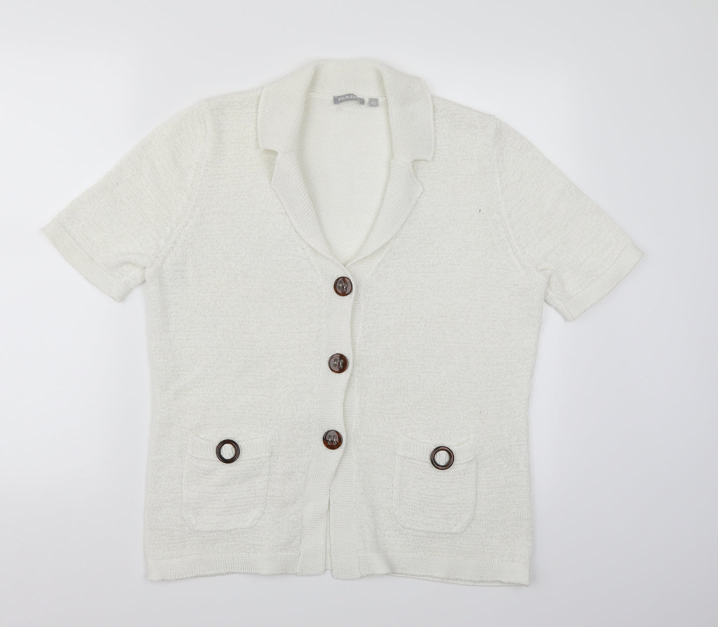 Rabe Womens White  Knit Cardigan Jumper Size 14