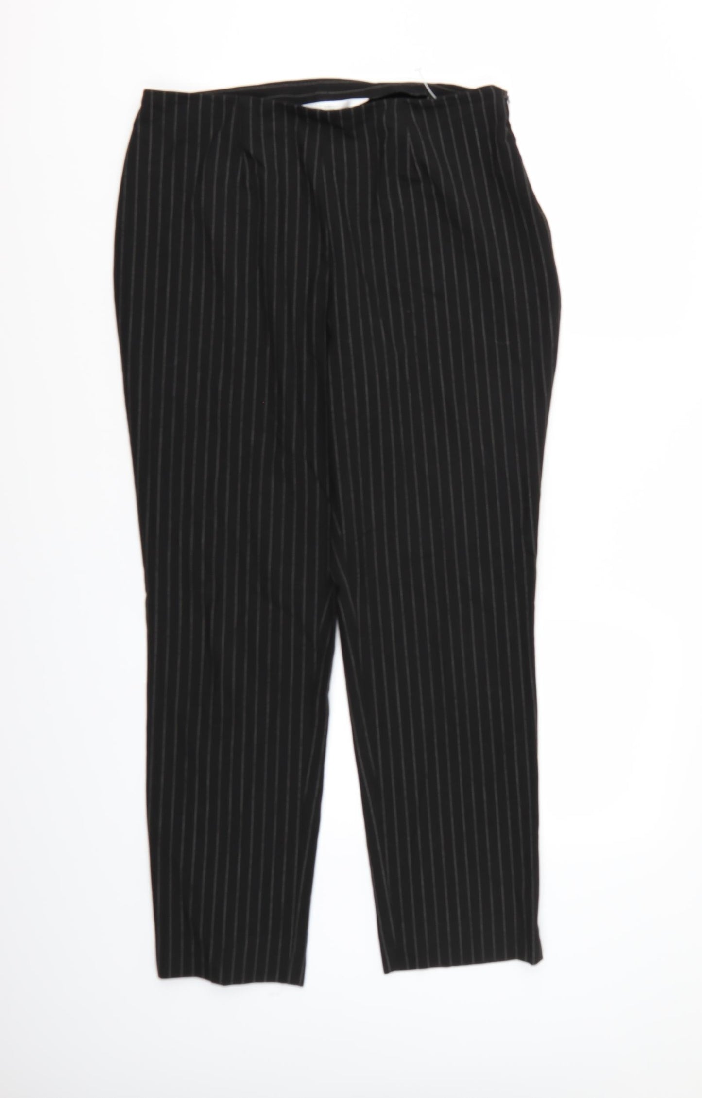 Marks and Spencer Womens Black Striped  Trousers  Size 16 L28 in