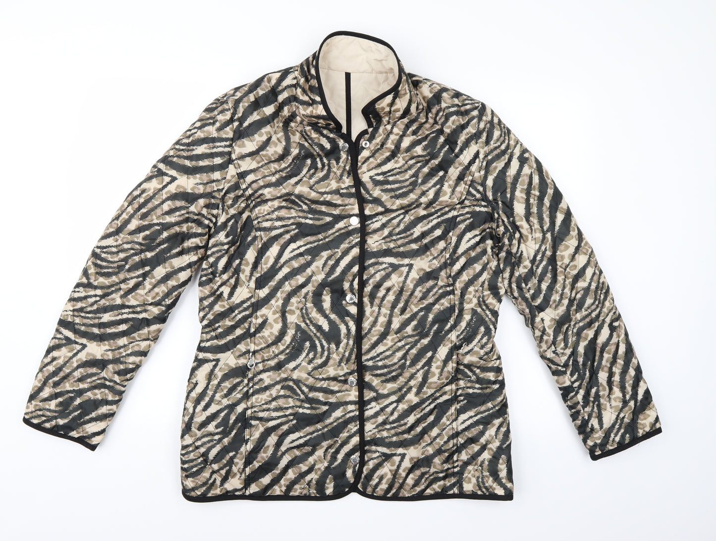 Gelco Womens Brown Animal Print  Quilted Coat Size 12