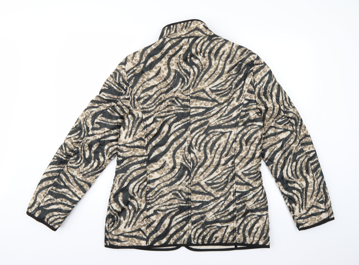 Gelco Womens Brown Animal Print  Quilted Coat Size 12