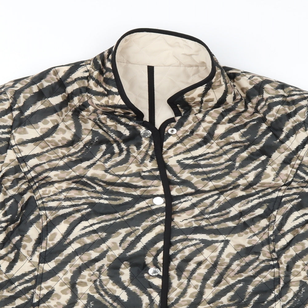 Gelco Womens Brown Animal Print  Quilted Coat Size 12