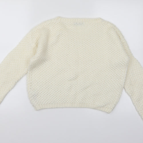 Marks and Spencer Girls White  Knit Pullover Jumper Size 11-12 Years