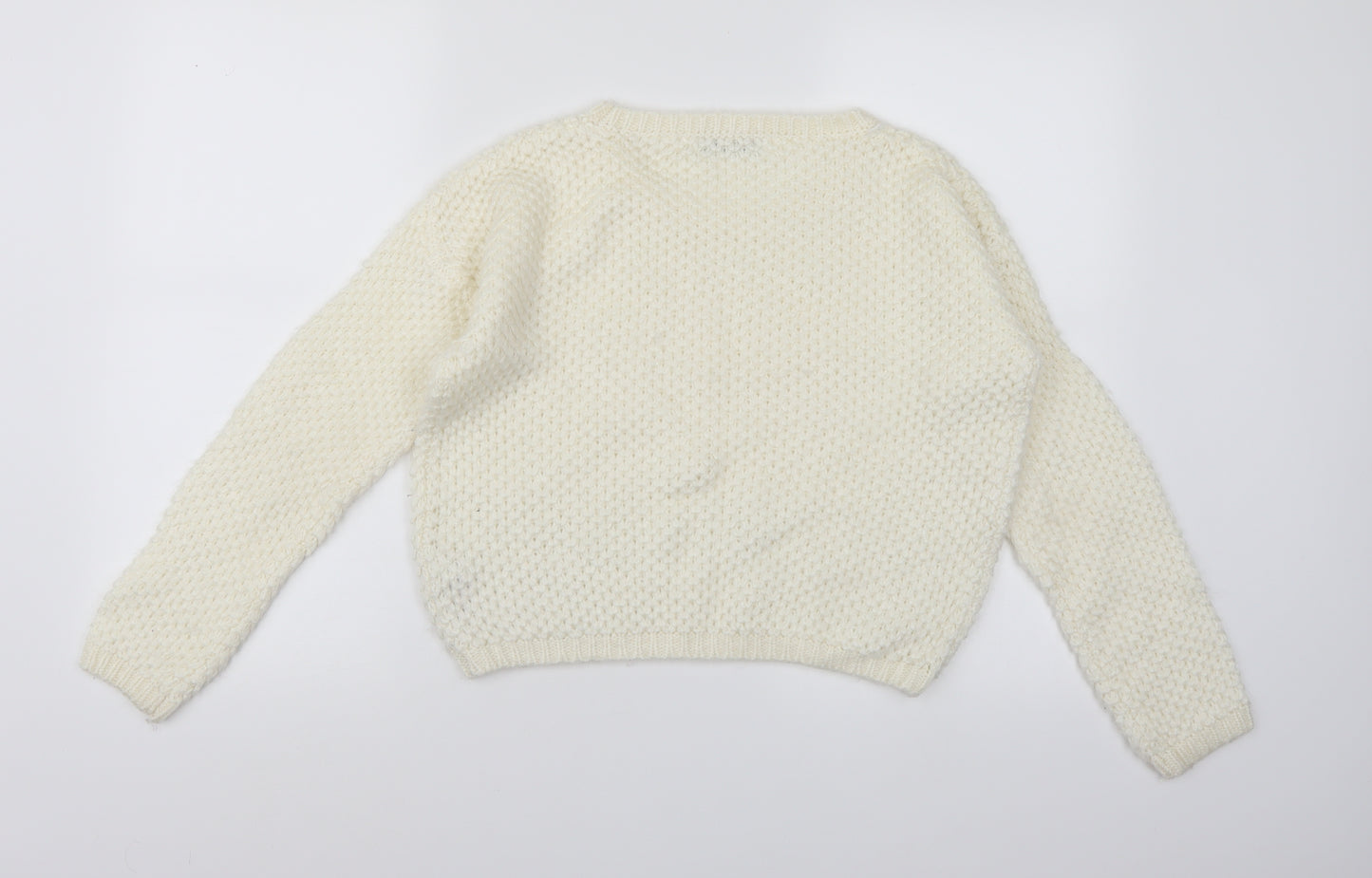 Marks and Spencer Girls White  Knit Pullover Jumper Size 11-12 Years