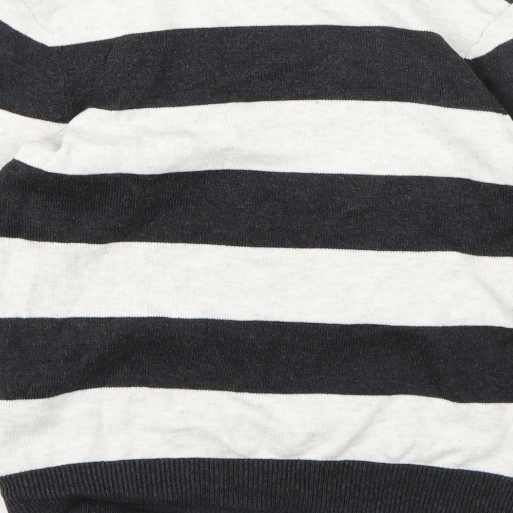 H&M Boys Grey Striped Knit Pullover Jumper Size 7 Years