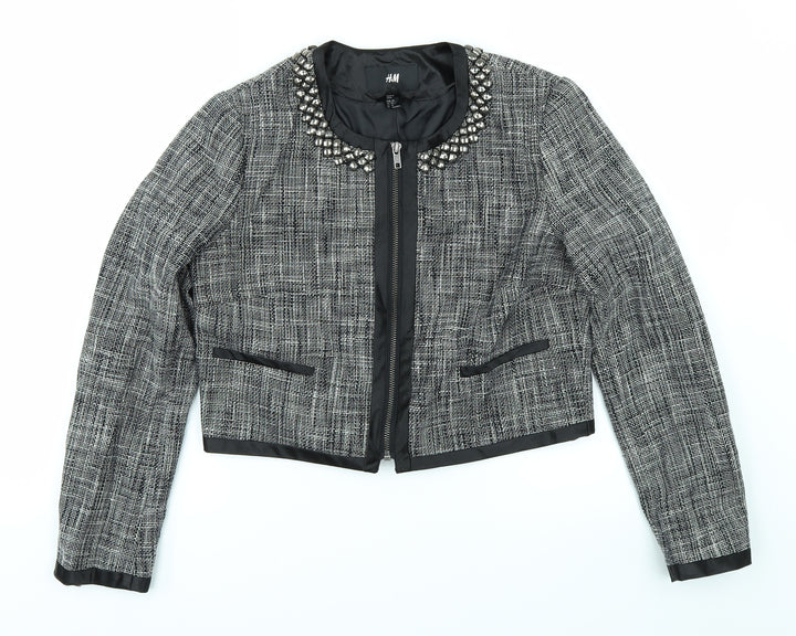 H&M Womens Black   Full Zip Jumper Size 10