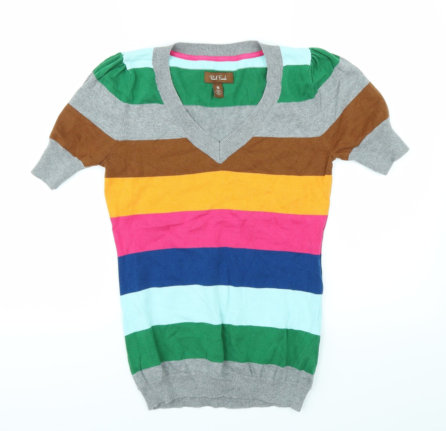 Paul Frank Womens Grey Striped  Basic T-Shirt Size S