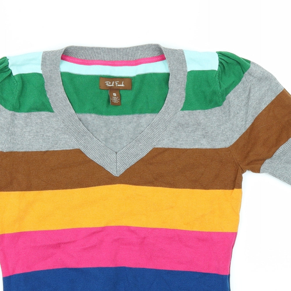 Paul Frank Womens Grey Striped  Basic T-Shirt Size S