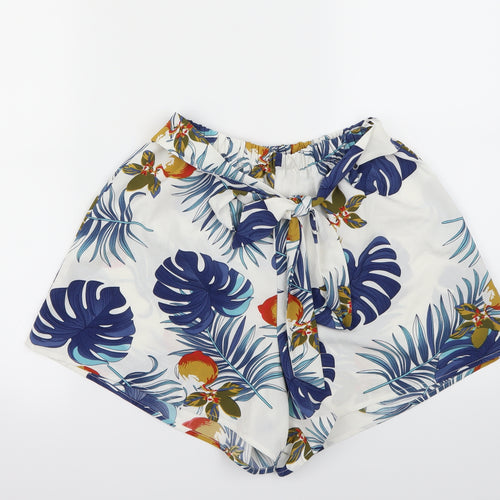 Preworn Womens White Floral  Paperbag Shorts Size S