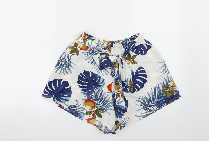 Preworn Womens White Floral  Paperbag Shorts Size S