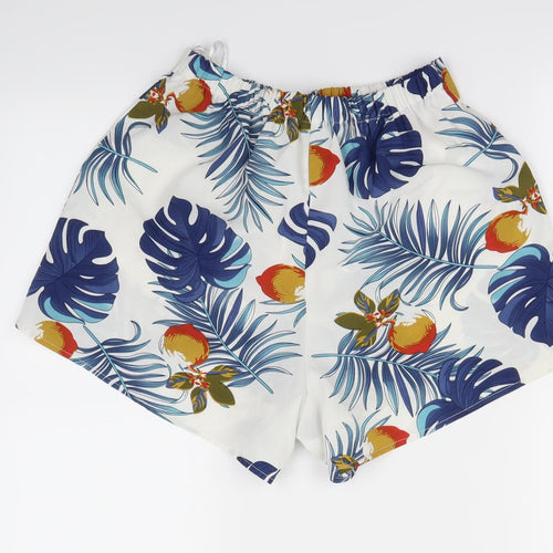 Preworn Womens White Floral  Paperbag Shorts Size S