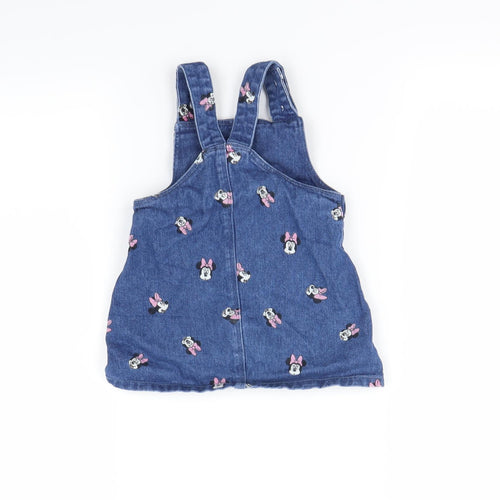 Disney  Blue Spotted  Pinafore/Dungaree Dress  Size 9-12 Months