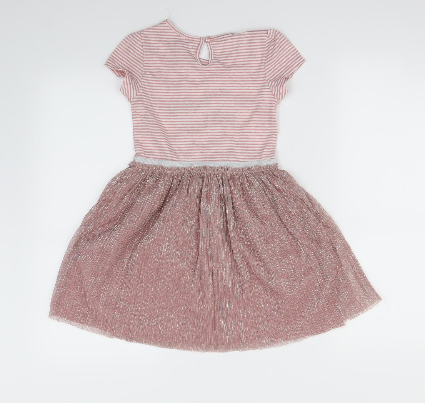 Primark Girls Pink Striped  Fit & Flare  Size 6-7 Years
