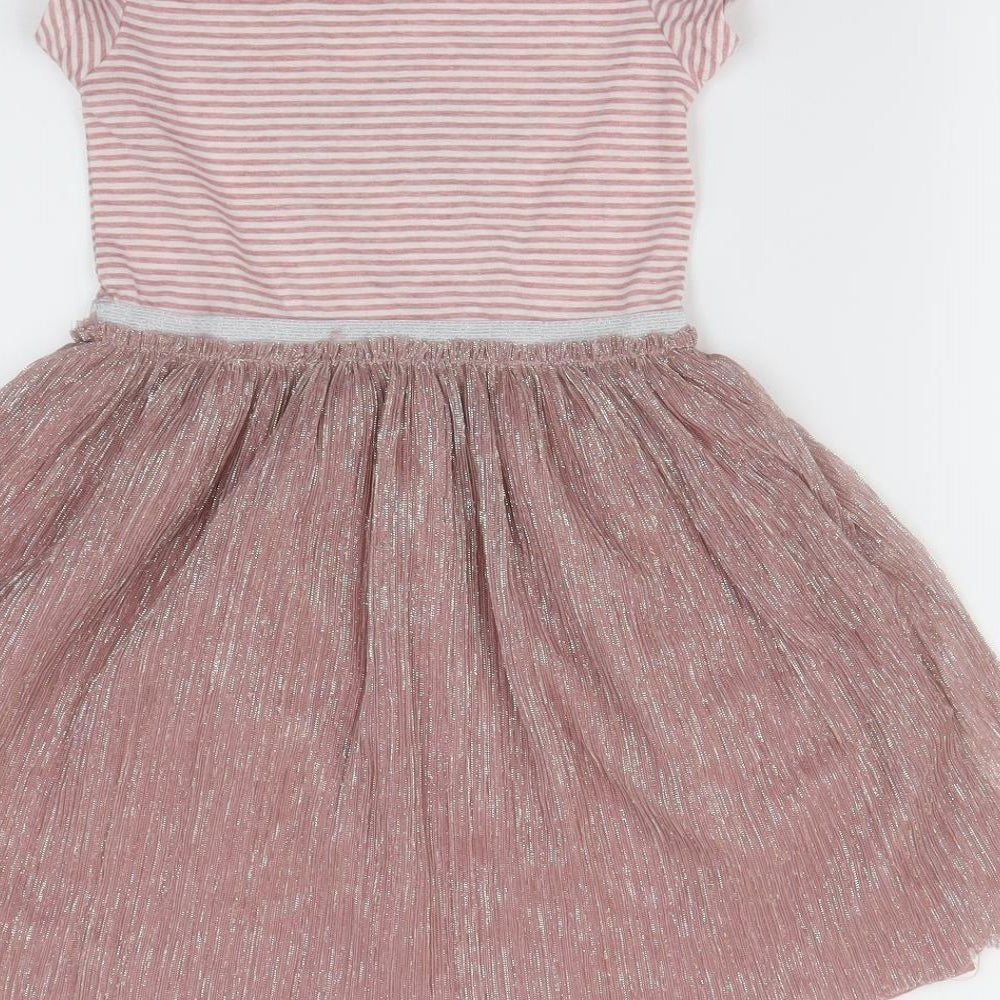 Primark Girls Pink Striped  Fit & Flare  Size 6-7 Years