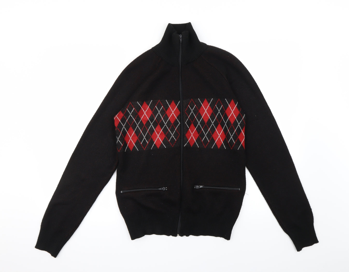 Divided by H&M Mens Black Paisley  Full Zip Jumper Size S