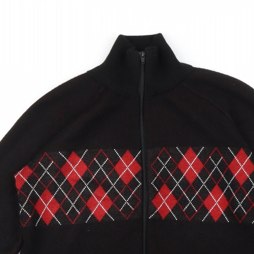Divided by H&M Mens Black Paisley  Full Zip Jumper Size S