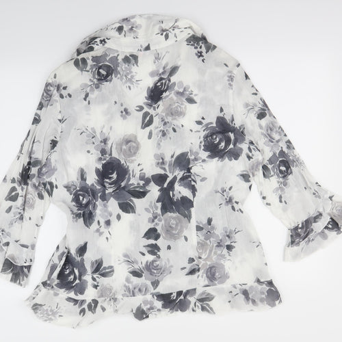 Per Una Womens White Floral  Basic Blouse Size 18