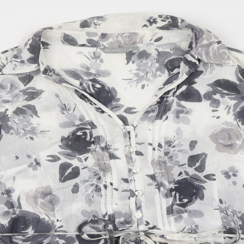 Per Una Womens White Floral  Basic Blouse Size 18