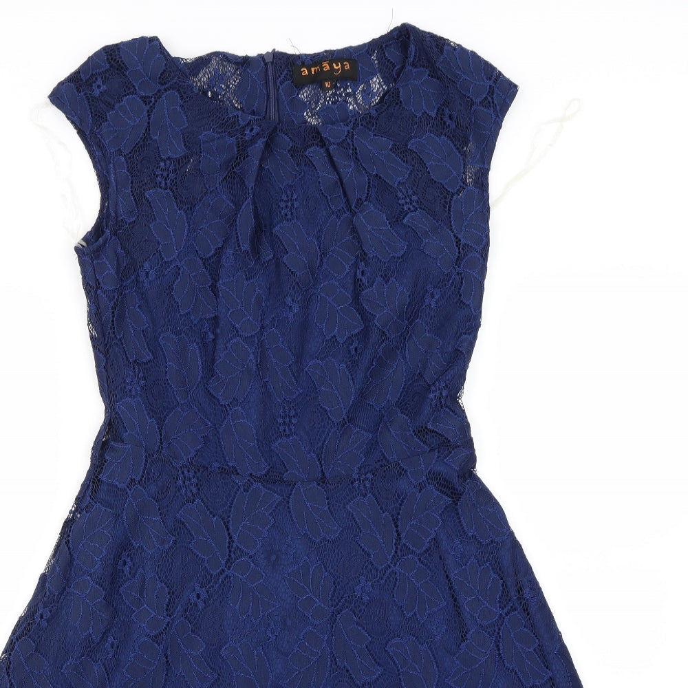 amaya Womens Blue   Fit & Flare  Size 10