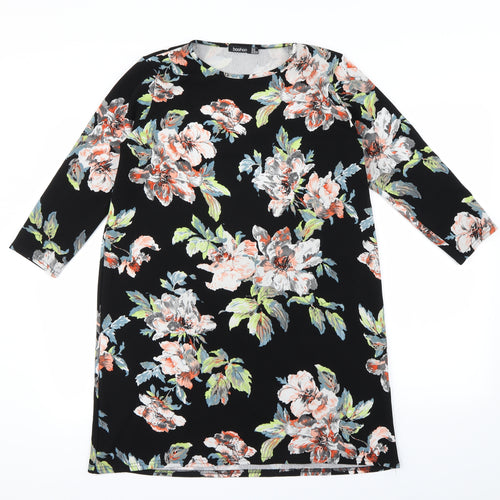 Boohoo Womens Black Floral  Mini  Size 14