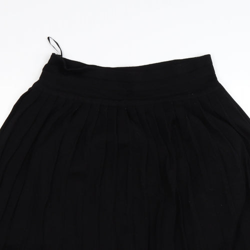 Preworn Womens Black  Knit Pleated Skirt Size 18