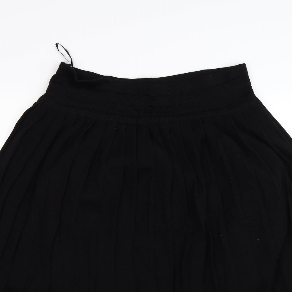 Preworn Womens Black  Knit Pleated Skirt Size 18