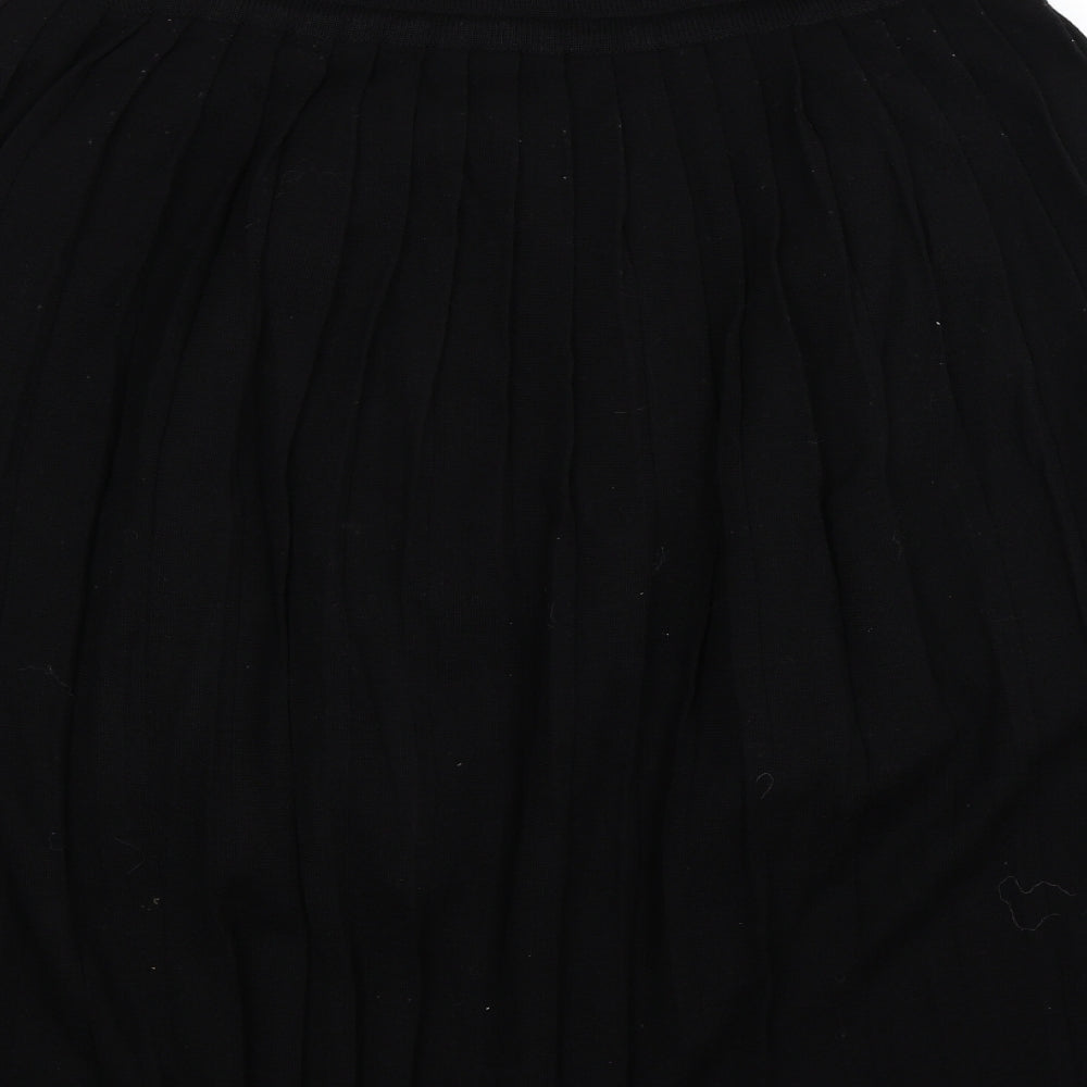 Preworn Womens Black  Knit Pleated Skirt Size 18