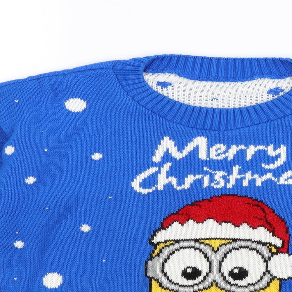 Preworn Womens Blue  Knit Pullover Jumper Size M  - MINION CHRISTMAS