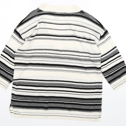 F&F Womens White Striped Knit Pullover Jumper Size 12