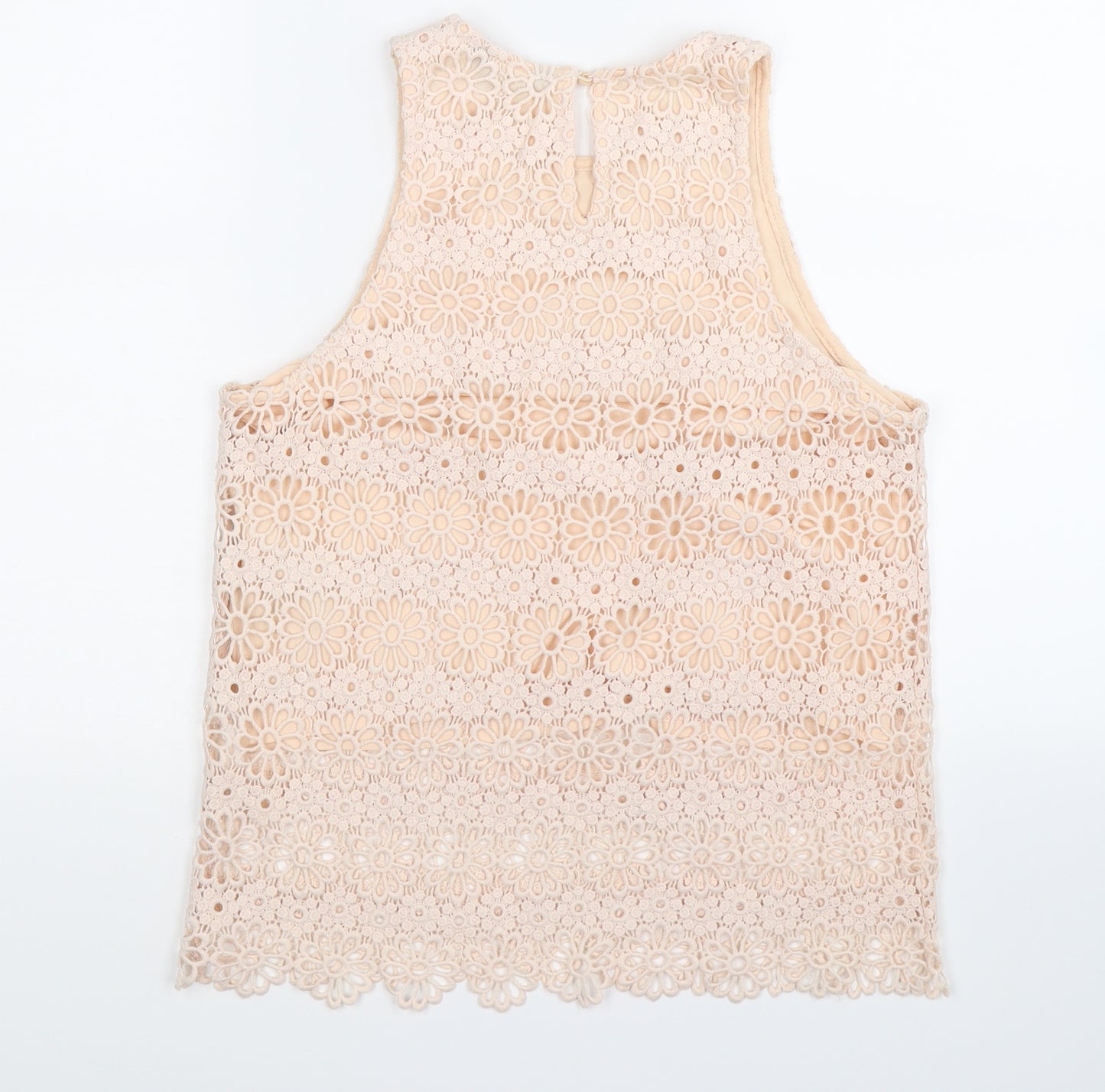 New Look Womens Pink Floral Crochet Basic Tank Size 10