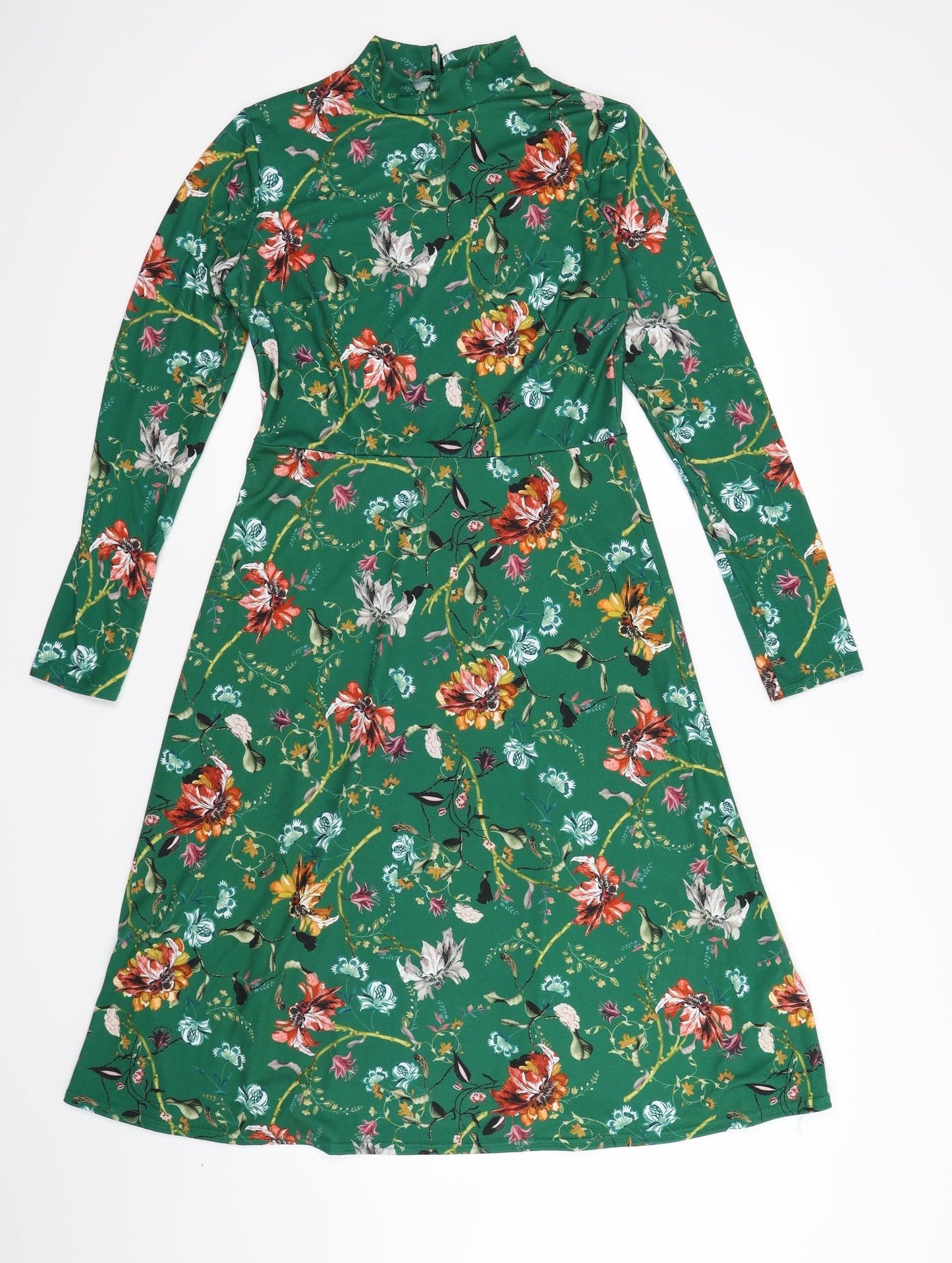 Boohoo Womens Green Floral  A-Line  Size 12