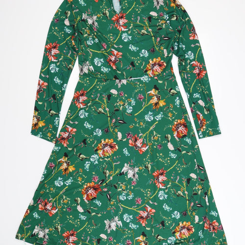 Boohoo Womens Green Floral  A-Line  Size 12