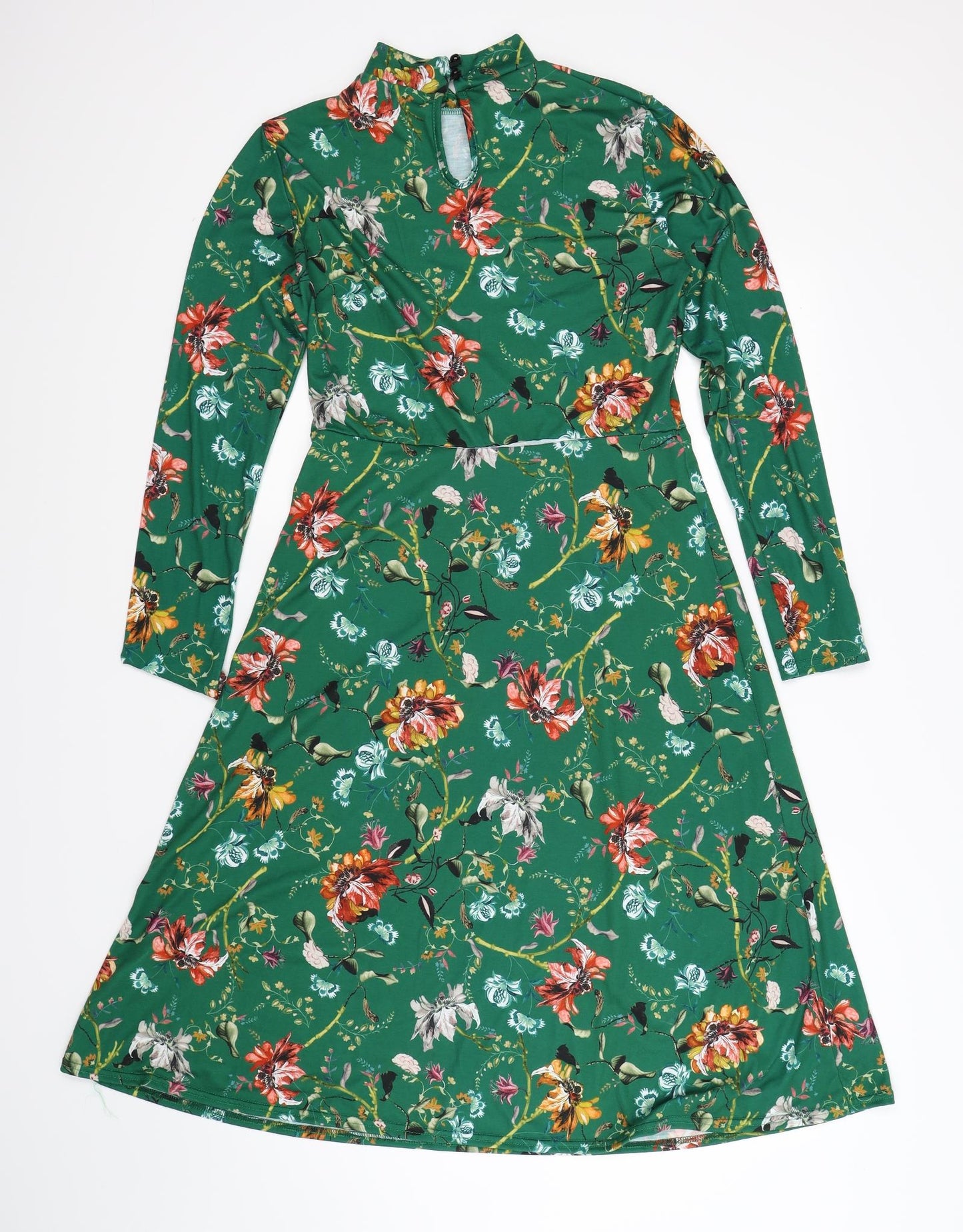 Boohoo Womens Green Floral  A-Line  Size 12
