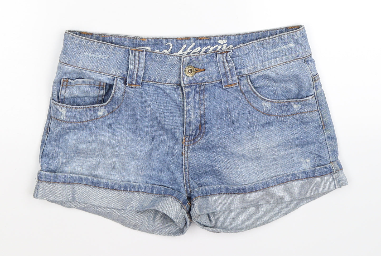 Red Herring Womens Blue  Denim Cut-Off Shorts Size 14