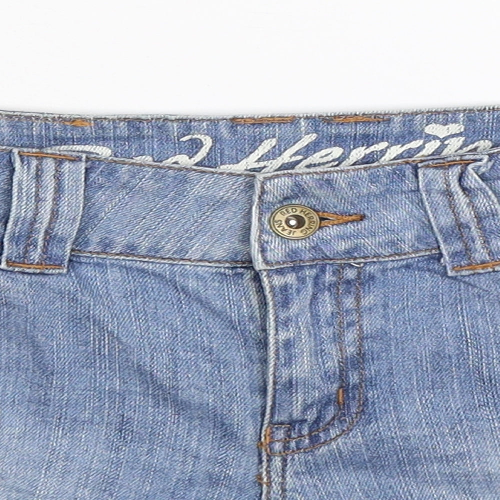 Red Herring Womens Blue  Denim Cut-Off Shorts Size 14