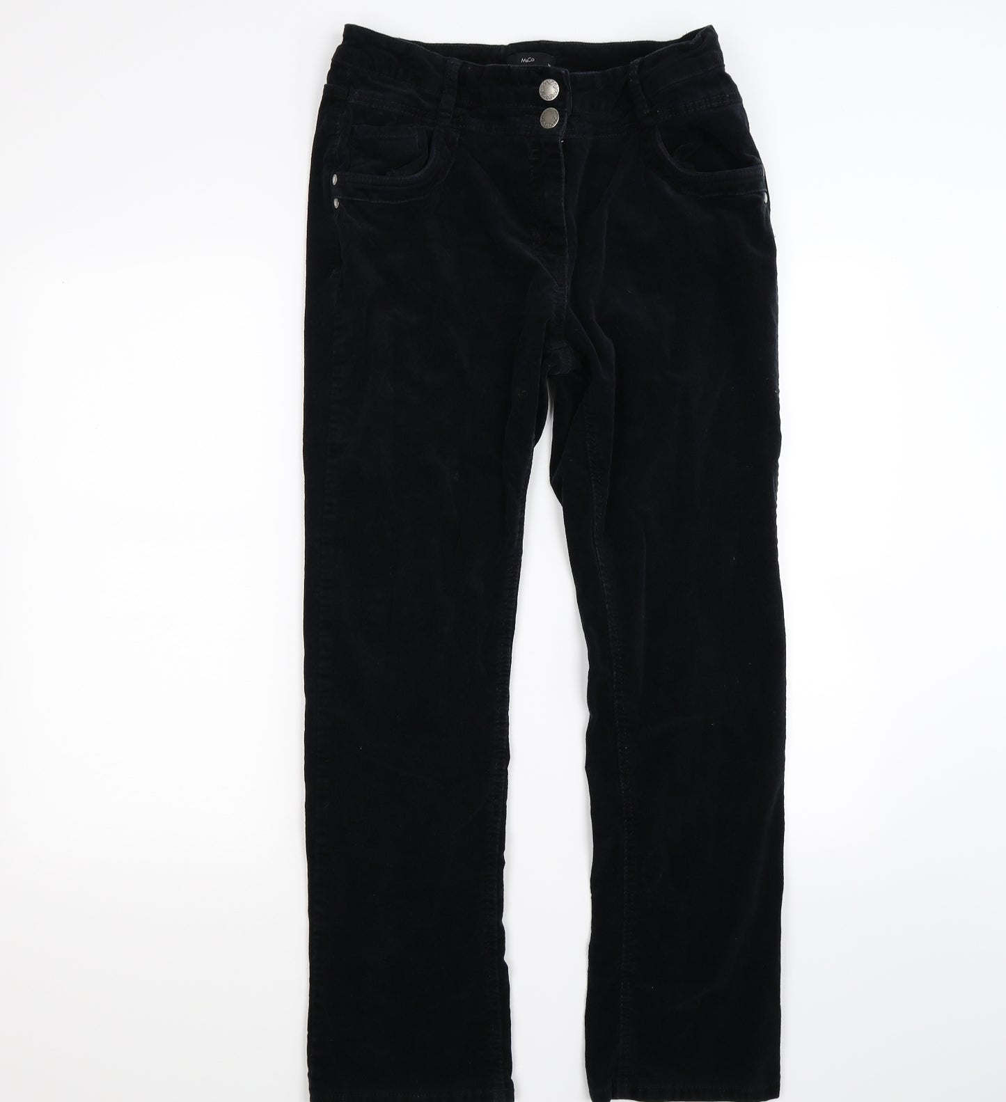 M&Co Womens Black  Corduroy Bootcut Jeans Size 14 L27 in