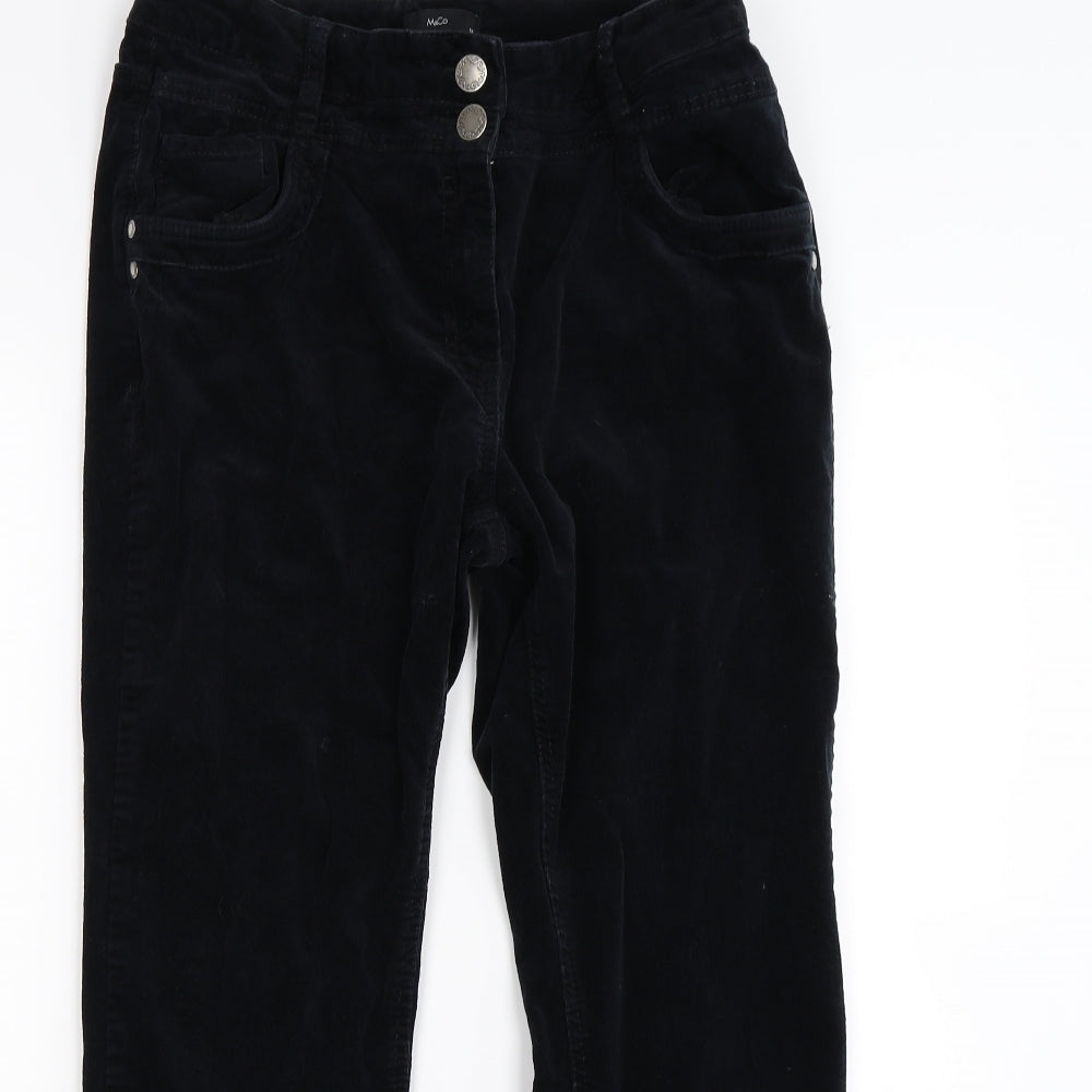 M&Co Womens Black  Corduroy Bootcut Jeans Size 14 L27 in