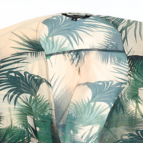 River Island Womens Green Floral  Kimono Blouse Size 8