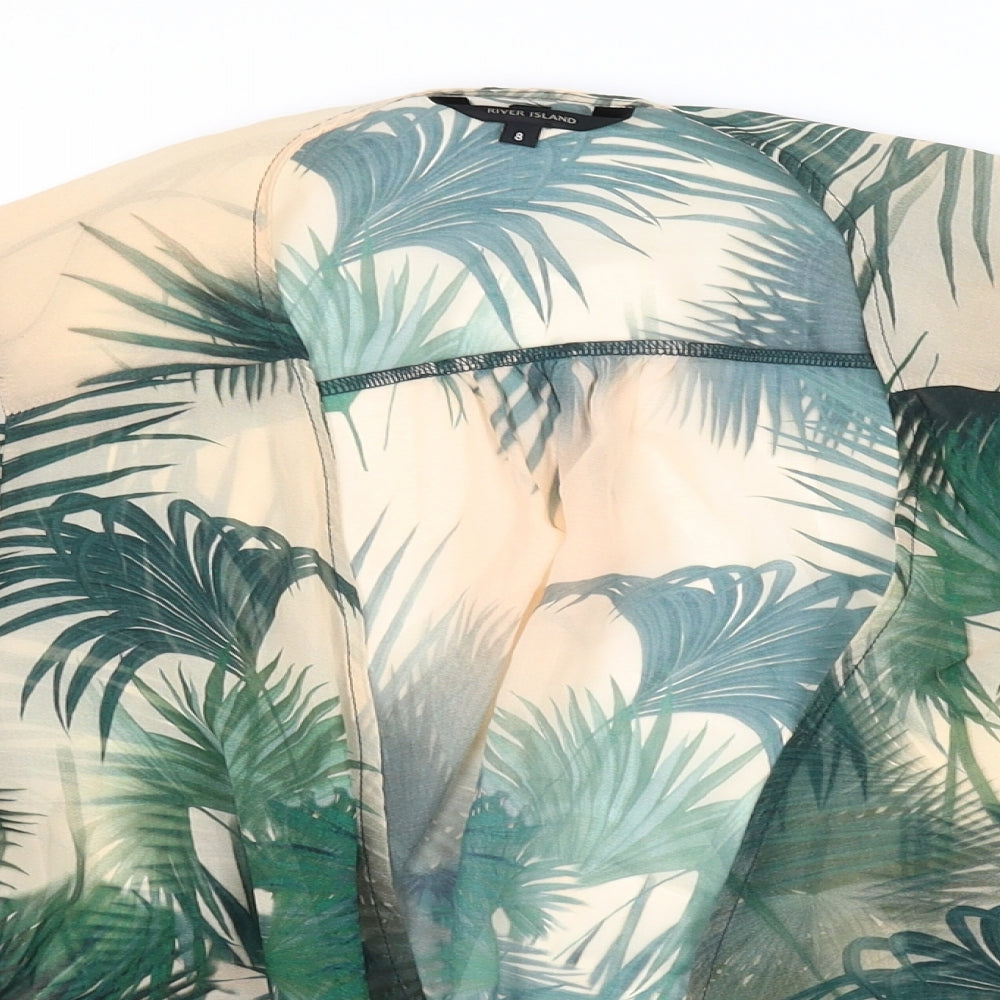 River Island Womens Green Floral  Kimono Blouse Size 8