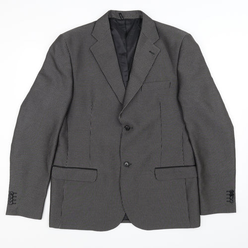vincent trade Mens Black Check  Jacket Suit Jacket Size 40  - Made in Italy