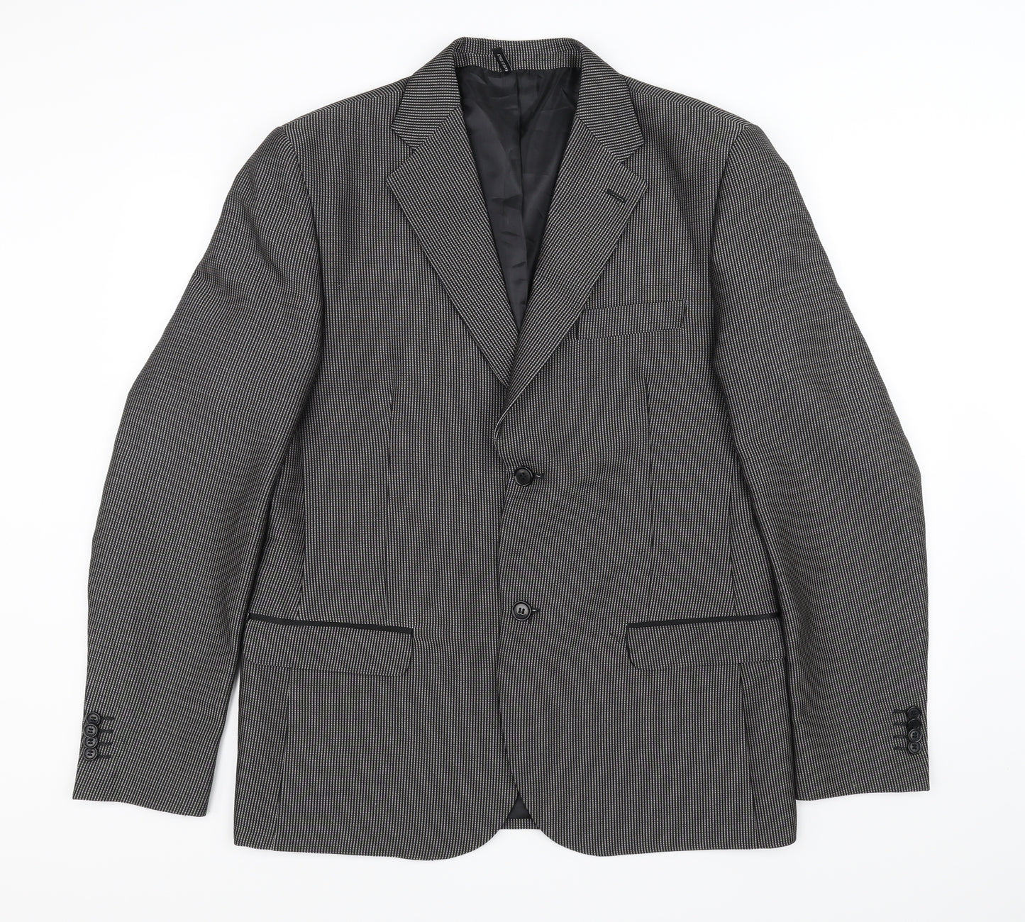 vincent trade Mens Black Check  Jacket Suit Jacket Size 40  - Made in Italy