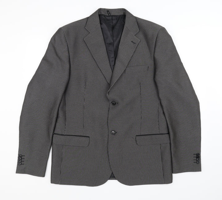vincent trade Mens Black Check  Jacket Suit Jacket Size 40  - Made in Italy