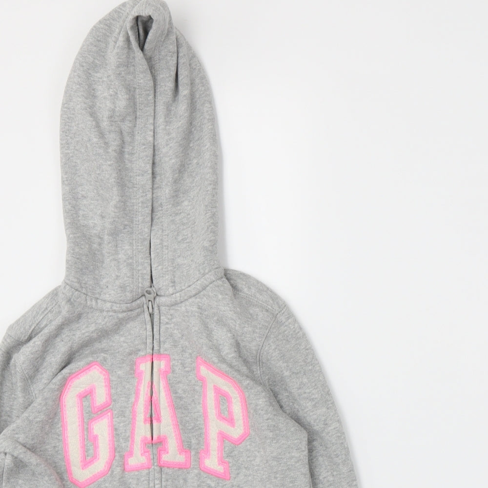 Gap Girls Grey  Jersey Full Zip Hoodie Size 8 Years