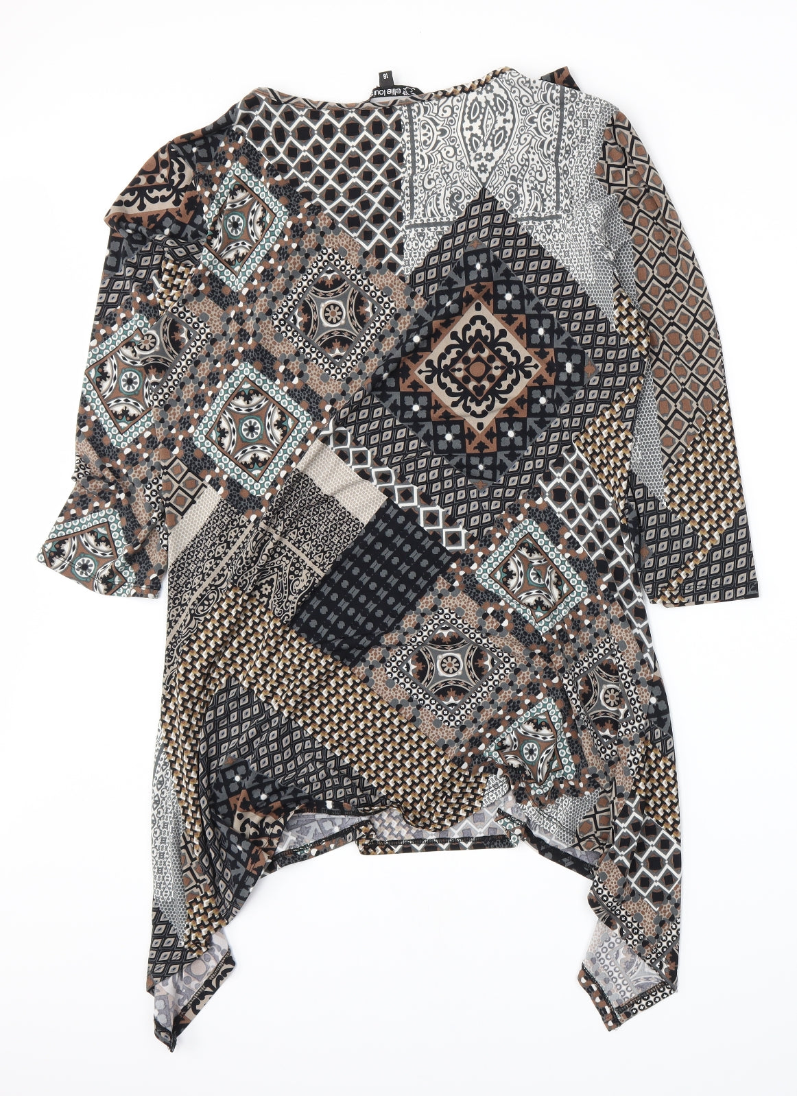 Ellie Louise Womens Brown Geometric  A-Line  Size 16