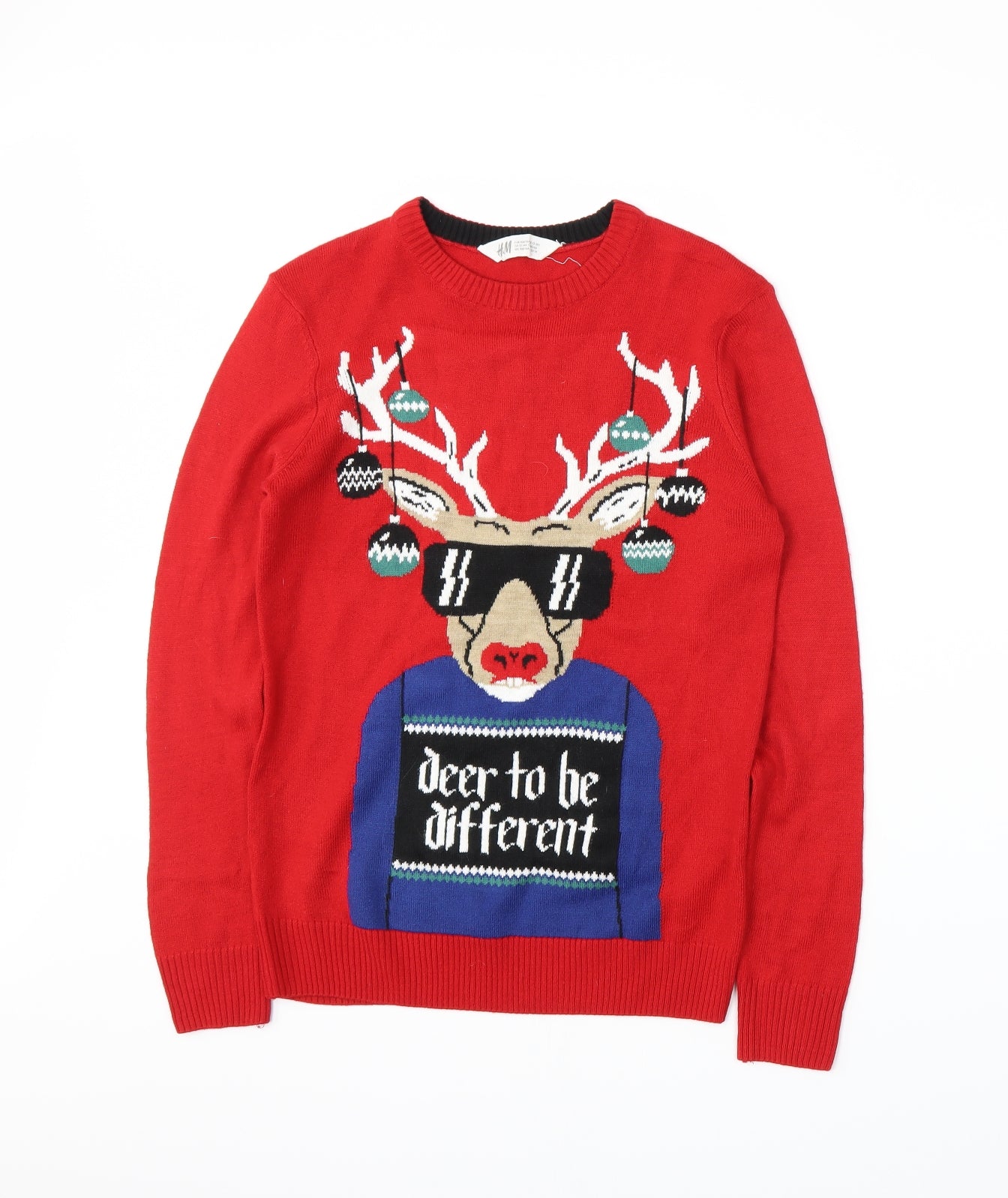 H&M Boys Red  Knit Pullover Jumper Size 12-13 Years