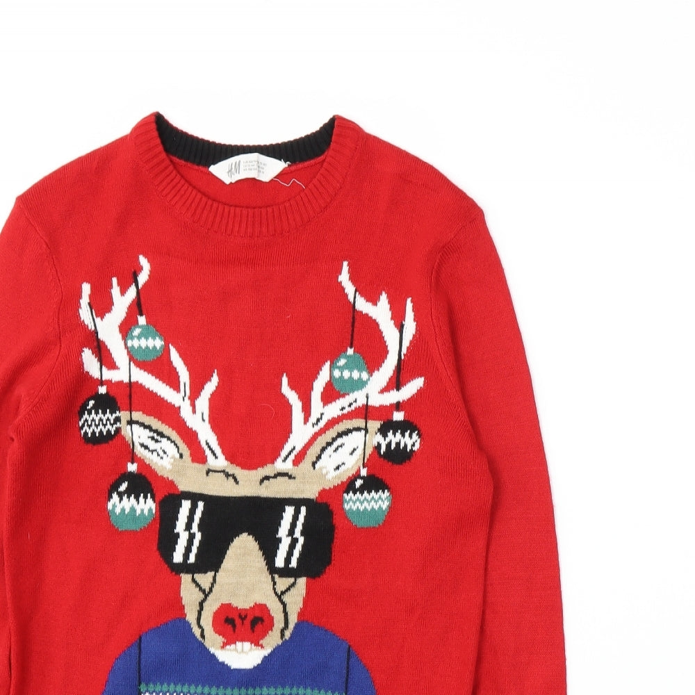 H&M Boys Red  Knit Pullover Jumper Size 12-13 Years