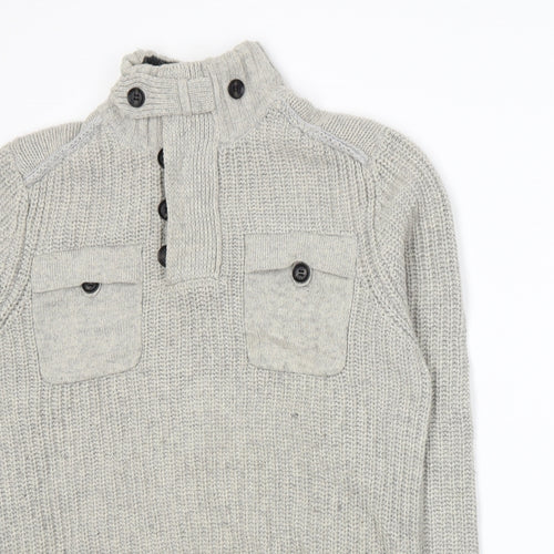 Ted Baker Mens Grey  Knit Henley Jumper Size M